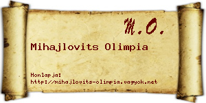 Mihajlovits Olimpia névjegykártya